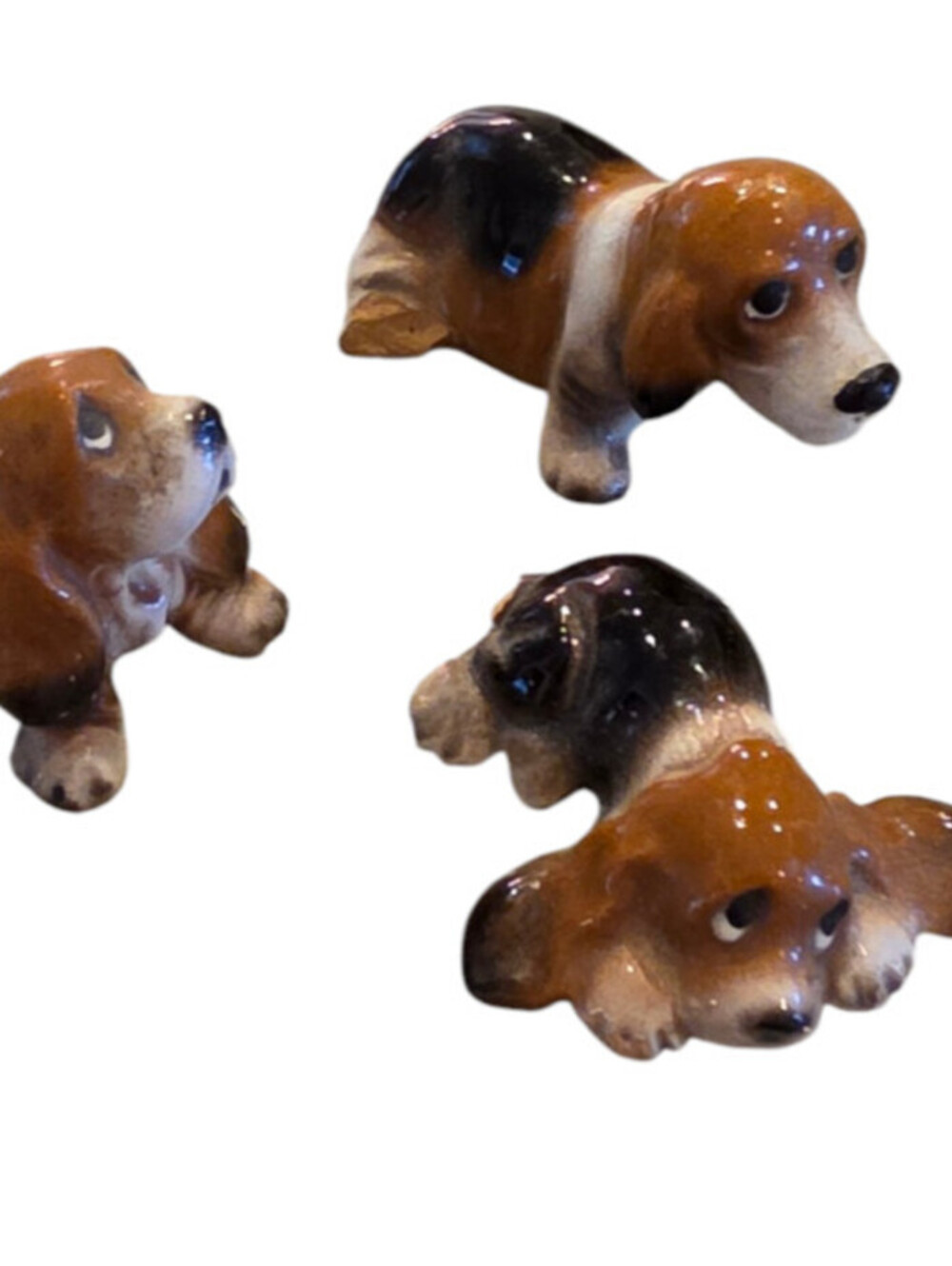 Lot of 3 Vintage porcelain Hagen-Renaker Basset Hound puppy figurines